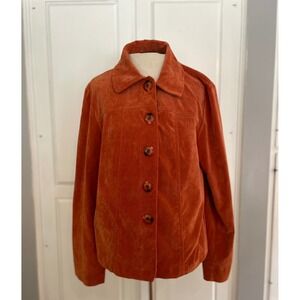 No Brand No Tag Corduroy Jacket Womens Autumn Copper Collared Button Up Coat Top